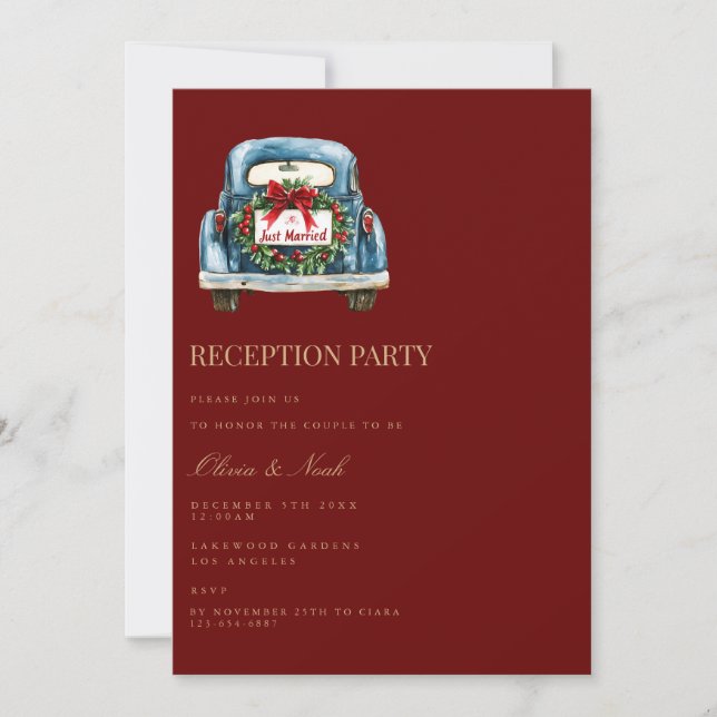 Rote Weihnachtsdekoration Empfang Einladungskarte Einladung (Vorderseite)