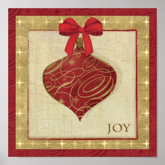 Rote Weihnachtsdekoration Frieden Poster (Vorne)