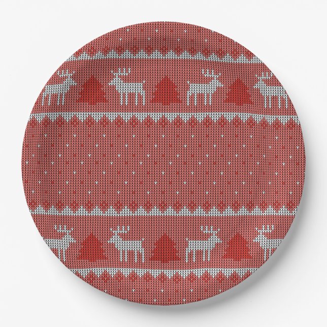 Rote Weihnachtsfeier Pappteller (Vorderseite)