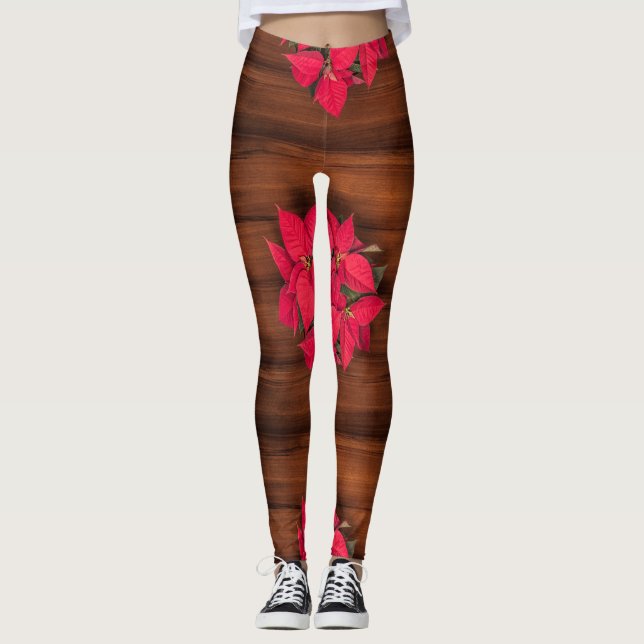 Rote Weihnachtsfeiertage in Braun Leggings (Vorderseite)