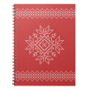 Rote Weihnachtsfeiertage mit Schneeflocken Notizblock