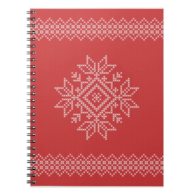 Rote Weihnachtsfeiertage mit Schneeflocken Notizblock (Vorderseite)