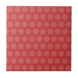 Rote Weihnachtsfeiertage - Schneeflocken Fliese