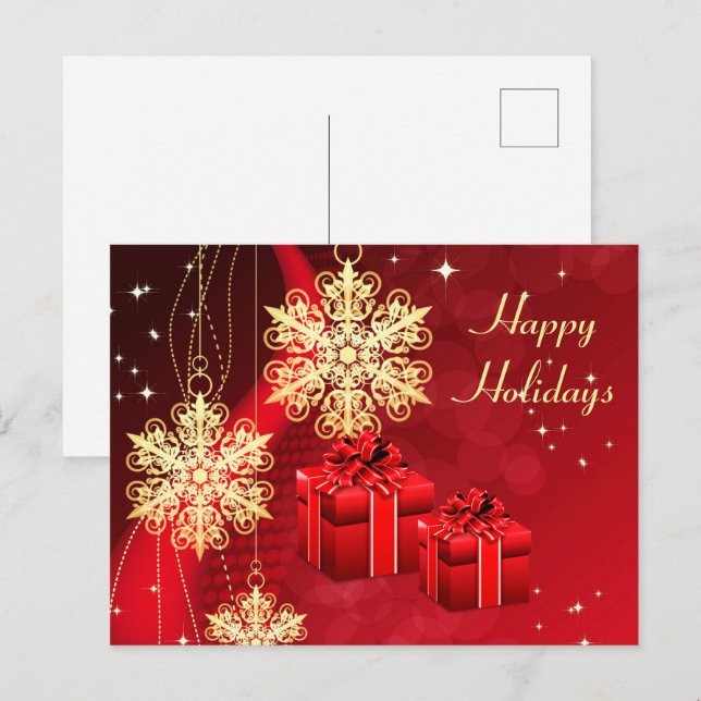 Rote Weihnachtsgrußkarte Postkarte (Vorne/Hinten)