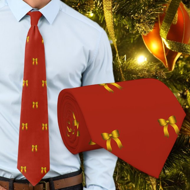 Rote Weihnachtskrawatte mit kleinen goldenen Schle Krawatte (Von Creator hochgeladen)