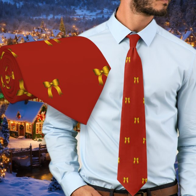 Rote Weihnachtskrawatte mit kleinen goldenen Schle Krawatte (Von Creator hochgeladen)