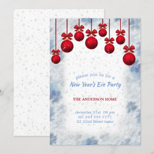 Rote Weihnachtskugeln Einladung