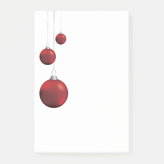 Rote Weihnachtskugeln Post-it Klebezettel (Vorderseite)