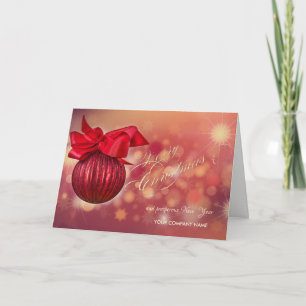 Rote Weihnachtskugeln, Schneeflocken Dark Company Feiertagskarte