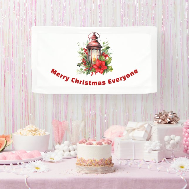 Rote Weihnachtslattern Poinsettia und Kiefer Banner (Party)