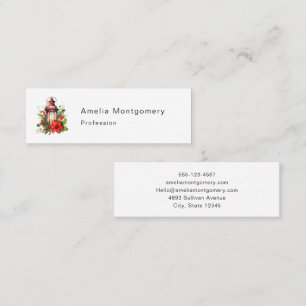 Rote Weihnachtslattern Poinsettia und Kiefer Mini Visitenkarte