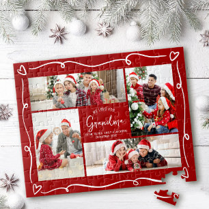 Rote Weihnachtsliebe Großmutter 4 Foto-Spaß-Doodle Puzzle