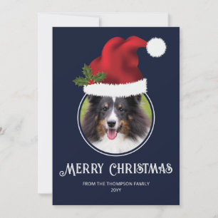 Rote Weihnachtsmannmütze Benutzerdefinierte Fotovo Feiertagskarte