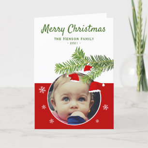 Rote Weihnachtsmannmütze Pine Frohe Weihnachten Fo