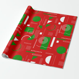rote Weihnachtsmemphis Vintag geometrisch der 90er Geschenkpapier