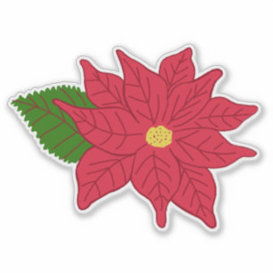 Rote Weihnachtspoinsettie Aufkleber