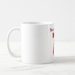 Rote Weihnachtsschleife mit Frohe Weihnachten Text Kaffeetasse
