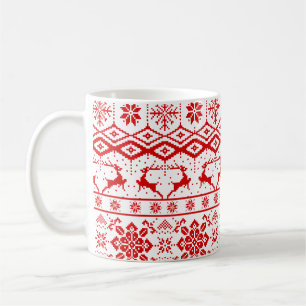 Rote Weihnachtsschneeflocken und Schneeflocken Tasse