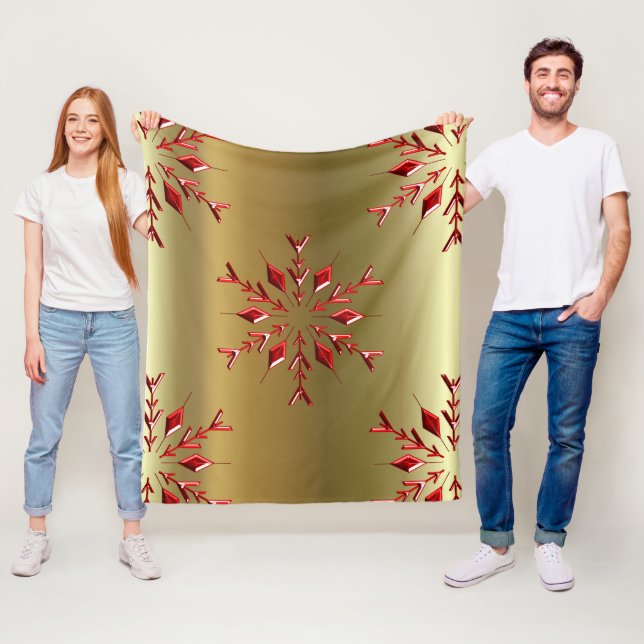 Rote Weihnachtsstars auf Gold Fleecedecke (Beispiel)