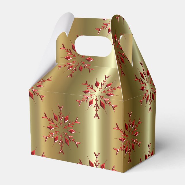 Rote Weihnachtsstars auf Gold Geschenkschachtel (Rückseite)