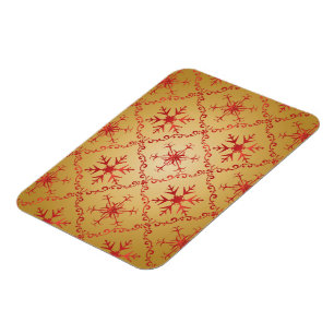 Rote Weihnachtsstars auf Gold Magnet