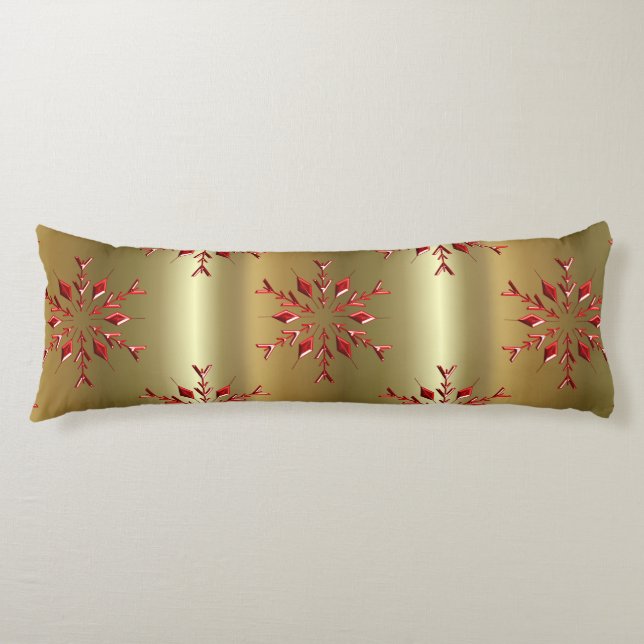 Rote Weihnachtsstars auf Gold Seitenschläferkissen (Vorderseite)