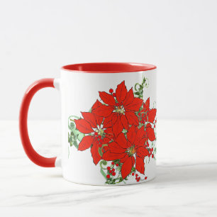 Rote Weihnachtsstern-Blumenkeramik  Tasse