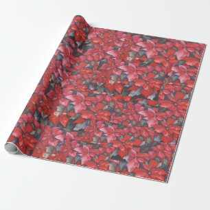 Rote Weihnachtsstern-Collage Geschenkpapier