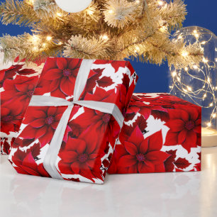 Rote Weihnachtsstern-Vintage-Pastell-Weihnachten N Geschenkpapier