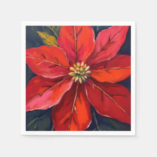 Rote Weihnachtsstern-Weihnachtsblume gemalt Serviette