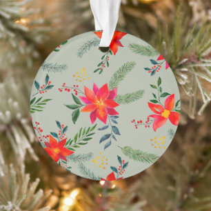 Rote Weihnachtsstern-Weihnachtsblumen Ornament