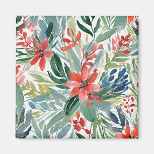 Rote Weihnachtssterne Blumen Blätter Botanisch Wei Magnet