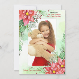 Rote Weihnachtssterne Fotorahmen Feiertagskarte