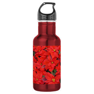 Rote Weihnachtssterne I Florales Weihnachtsfoto Edelstahlflasche