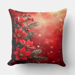 Rote Weihnachtssterne und Beeren Kissen