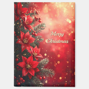 Rote Weihnachtssterne und Beeren Magnet