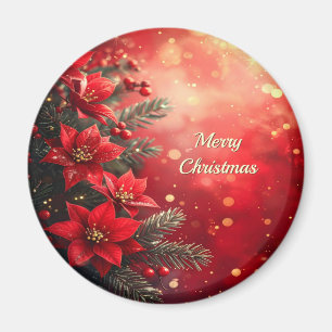 Rote Weihnachtssterne und Beeren Magnet