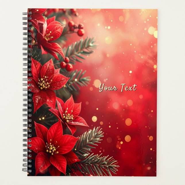 Rote Weihnachtssterne und Beeren Planer (Vorderseite)