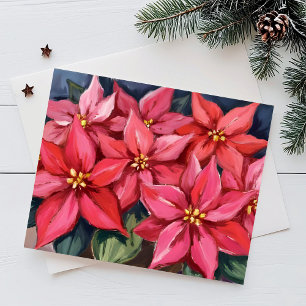 Rote Weihnachtssterne Weihnachtsblumen Aquarell Feiertagspostkarte