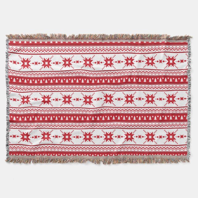 Rote Weihnachtsstrickjacke-inspiriertes Muster Decke (Vorderseite)