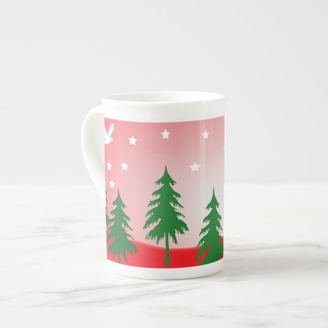 Rote Weihnachtsszene Prozellantasse (Vorderseite Links)