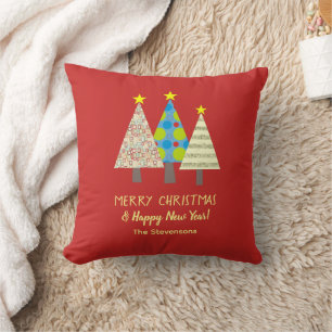 Rote Weihnachtstanne Individueller Feiertag Kissen
