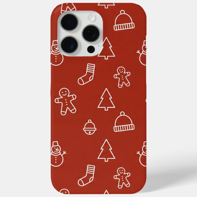 Rote Weihnachtstextur mit festlichen Elementen Case-Mate iPhone Hülle (Rückseite)