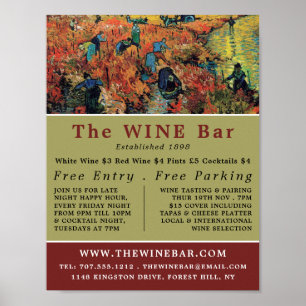 Rote Weinberge, Van Gogh, Bar/Weinkeller Poster