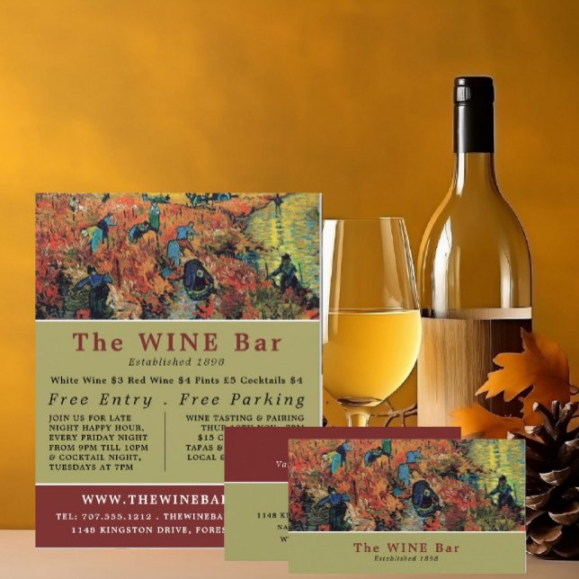 Rote Weinberge, Van Gogh, Wein, Bar Flyer (Von Creator hochgeladen)