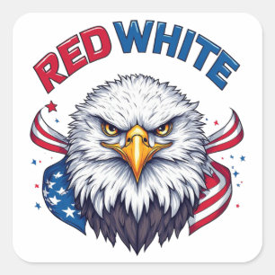 Rote weiße amerikanische Flagge patriotisch Quadratischer Aufkleber