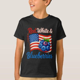 Rote Weiße Blaubeeren Lustige Patriotische USA-Fla T-Shirt