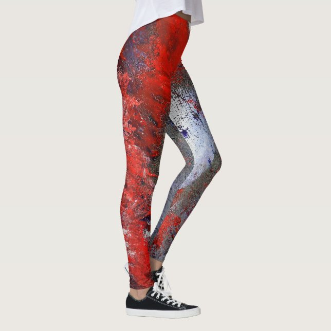 Rote weiße blaue abstrakte Leggings (Rechts)