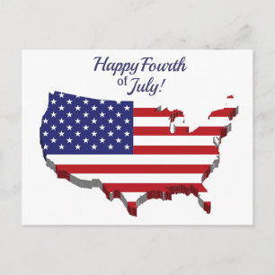 Rote Weiße Blaue Amerikanische Flagge Frohes Viert Postkarte