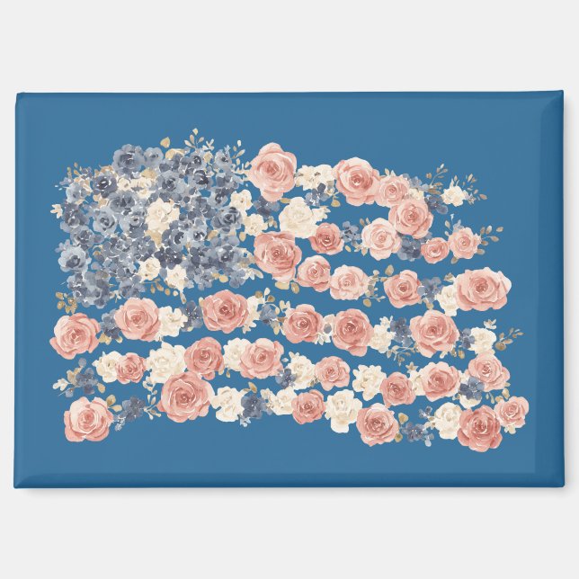 Rote Weiße Blaue Blumen Magnet (Vorderseite)